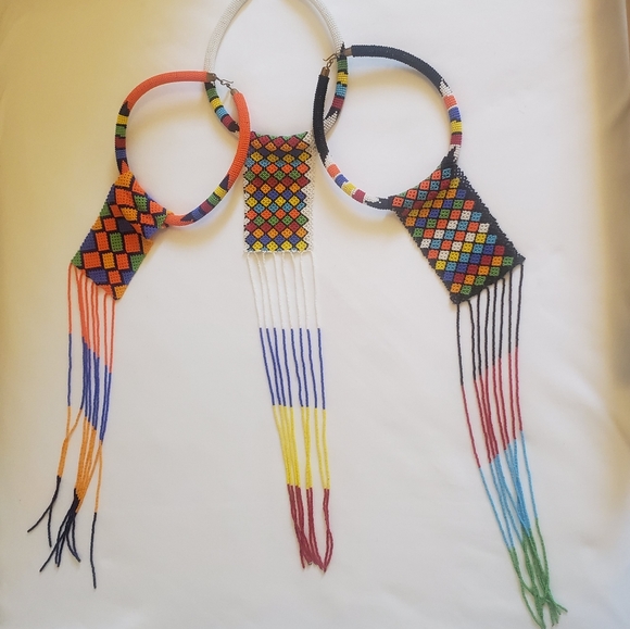 Massai beaded multicolored Women Collar necklace - Picture 2 of 7